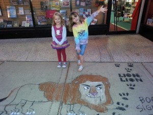 The girls were excited to meet Miriam and Larry. They were big fans of the sidewalk art.